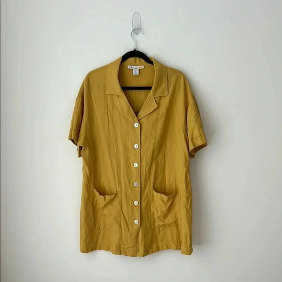 C&C California Tops - Anthropologie C&C California yellow linen oversized  button top